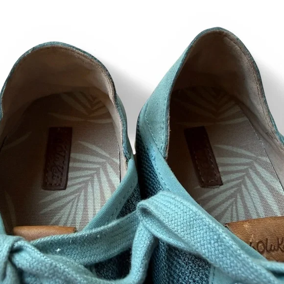 OluKai Pehuea Li Sneakers W9 Teal Blue Lace Up Low Top Comfort Casual - Picture 8 of 9